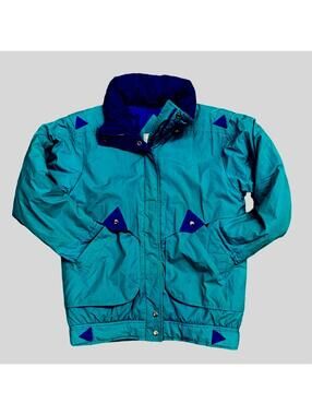 Vintage Mulberry Street Womens Size M Emerald Green Blue Jacket Coat 80’s-90’s